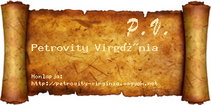 Petrovity Virgínia névjegykártya